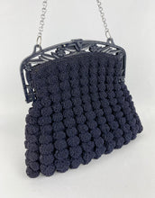 Load image into Gallery viewer, Original 1940s American Made Crochet Bag in Navy