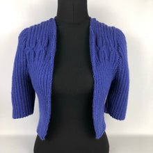 Load image into Gallery viewer, 1940s Style Hand Knitted Bolero in Lobelia - B34 36