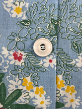 Load image into Gallery viewer, 1940's Reproduction Pretty Floral Print Blouse - Blue with Pink, Yellow and White Flowers - Bust 34