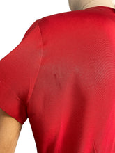 Load image into Gallery viewer, Original 1940's Red Silk Crepe Blouse by Mel Hahn & Gilbert with Paste, Faux Pearl and Soutached Shield Detail - Bust 36 38