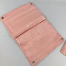 Load image into Gallery viewer, 1930s peach Satin Beaded Clutch with Crinoline Lady Design and Tiny Coin Purse