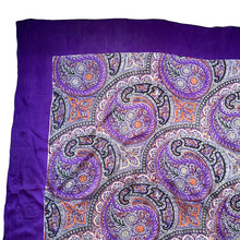 Load image into Gallery viewer, Original 1940's Pure Silk Scarf in Cadbury Purple with Bold Paisley Print