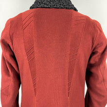 Load image into Gallery viewer, Original 1920s or 1930s Rust Coat with Real Astrakhan Fur Collar - Bust 33 34