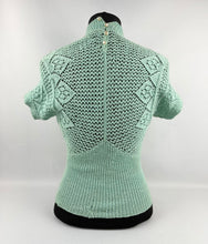 Load image into Gallery viewer, Original 1950s Jumper in Light Reseda Green - Charming Lace Knit - AS IS - Bust 34"