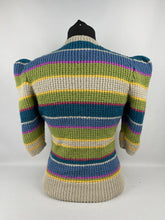Load image into Gallery viewer, REPRODUCTION 1940s Hand Knitted Jumper in Smart Stripes - Bust 38 40 42 44
