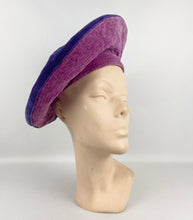 Load image into Gallery viewer, Absolutely Incredible 1940s Two Tone Velvet Hat In Purple and Pink *