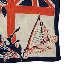 Load image into Gallery viewer, Original 1930's King George VI's Souvenir Hankie in Red, White and Blue Crepe