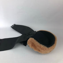 Load image into Gallery viewer, 1940s Black Felt Tilt Topper Hat with Faux Fur Trim