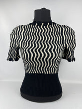 Load image into Gallery viewer, Original 1940s Black and White Wavy Knit Jumper - Bust 30 31