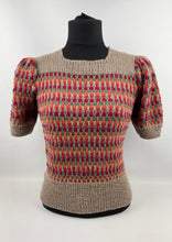 Load image into Gallery viewer, Reproduction 1940’s Hand Knitted Striped Jumper in Green, Red and Rust - Bust 34 36