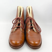 Load image into Gallery viewer, Original 1940's CC41 Liberty Tan Leather Fur Lined Boots - UK 5.5 6