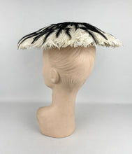 Load image into Gallery viewer, Original 1950's Black and White Feather Platter Hat - AS IS