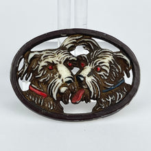 Load image into Gallery viewer, Original 1940's Brooch with Two Brown Dogs in Oval Frame