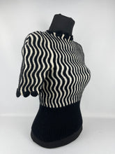 Load image into Gallery viewer, Original 1940s Black and White Wavy Knit Jumper - Bust 30 31