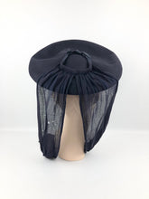 Load image into Gallery viewer, 1940s Midnight Blue American Made Felt Hat with Jersey Scarf