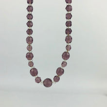 Load image into Gallery viewer, Original 1940s 1950s Purple and Clear Faceted Glass Graduated Bead Necklace