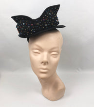 Load image into Gallery viewer, Epic American 1940s New York Creation Tilt Topper Hat with Huge Beaded and Sequined Bow