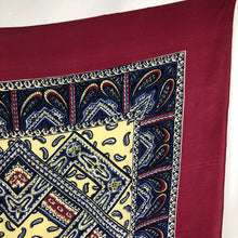 Load image into Gallery viewer, 1940s Gaywear Burgundy Crepe Scarf with Paisley Design