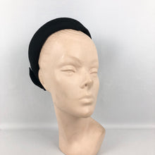Load image into Gallery viewer, 1950s Classic Black Felt Hat with Self Trim - Very Stylish Piece