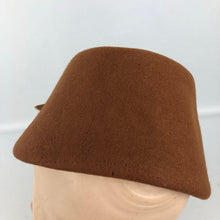 Load image into Gallery viewer, 1950s Chestnut Felt Hat with Neat Back Bow - Great Autumnal Colour
