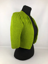 Load image into Gallery viewer, 1940s Reproduction Hand Knitted Bolero in Apple Green - B34 35 36