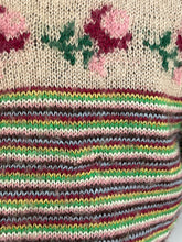 Load image into Gallery viewer, Original 1950s Fair Isle Roses Knit with Colourful Stripes - Bust 36 37