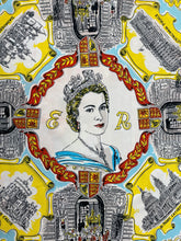 Load image into Gallery viewer, Original 1953 Queen Elizabeth II Coronation Commemorative Scarf with QEII Portrait in Centre.
