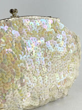 Load image into Gallery viewer, Original 1940's 1950's Pastel Sequin French Evening Bag with Glass Bugle Beads