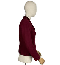 Load image into Gallery viewer, Original 1940's Burgundy Herringbone Wool Jacket with Rich Velvet Trim - Bust 34 35