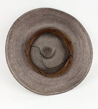 Load image into Gallery viewer, Original 1930s Chocolate Brown Straw Hat with Soft Pink Carnation Trim