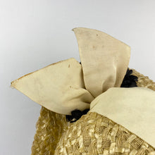 Load image into Gallery viewer, Original 1930s Natural Straw Hat with Cream and Black Trim