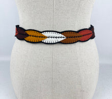 Load image into Gallery viewer, 1940's Style Colourful Felt Belt in Autumnal Shades Made From a 1941 Pattern Using Pure Wool Felt - Waist 27 28