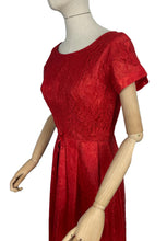 Load image into Gallery viewer, Fabulous Lipstick Red Vintage Lace Cocktail Dress with Front Bow - Bust 36