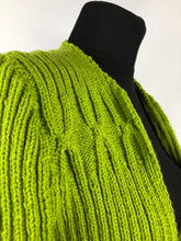 Load image into Gallery viewer, 1940s Reproduction Hand Knitted Bolero in Apple Green - B34 35 36