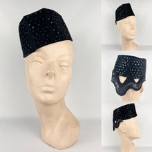 Load image into Gallery viewer, Original 1930s Black Fur Felt and Sequin Evening Hat