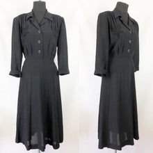 Load image into Gallery viewer, 1940s Black Dress with Applique Detail - Bust 40 42