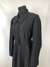 Load image into Gallery viewer, REPRODUCTION 1950s Belted Black Dress with Pleated skirt - Bust 40