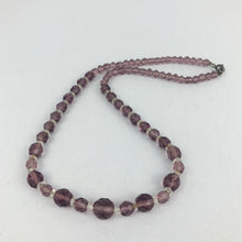 Load image into Gallery viewer, Original 1940s 1950s Purple and Clear Faceted Glass Graduated Bead Necklace