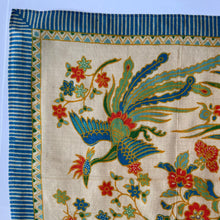 Load image into Gallery viewer, Original 1920's Pongee Silk Hankie with Floral Print and Bold Bird Design - Great Gift Idea