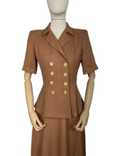 Load image into Gallery viewer, Original 1940's Warm Brown Linen Double Breasted Suit - Bust 36