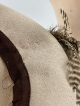 Load image into Gallery viewer, Original 1930’s Cream Felt Hat with Soft Feather Trim - Beautiful Piece *