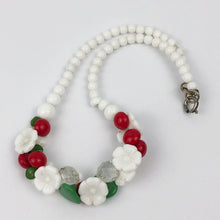 Load image into Gallery viewer, 1940s 1950s Red, White and Green Glass Button and Bead Necklace