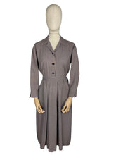 Load image into Gallery viewer, Original 1940's Brown and Pink Day Dress with Tie Belt and Glass Buttons - Bust 40"