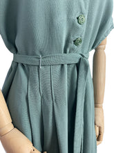Load image into Gallery viewer, Original 1940's Volup Belted Day Dress in Sage Green Moygashel - Bust 40 42