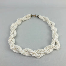 Load image into Gallery viewer, 1940s 1950s White Glass Beaded Necklace with Twisted Strands