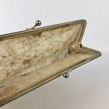 Load image into Gallery viewer, 1950s Gold Vinyl Clutch With Metallic Gold Lucky Four Leaf Clover Design