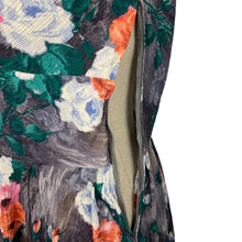 Load image into Gallery viewer, Original 1950's Grey Floral Crinkle Crepe Dress with Crossover Front - Bust 34 36 *