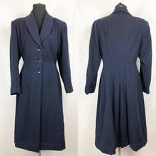 Load image into Gallery viewer, 1940s Volup Fit and Flair Princess Coat in Navy Wool - Bust 38 40 42