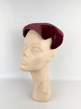 Load image into Gallery viewer, Original 1950's Burgundy Velvet and Straw Hat by Jacoll - Such a Classic Piece *