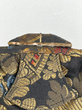 Load image into Gallery viewer, Original 1920's or 1930's Black Bag with Silk Embroidery in Gold and Jewel Tones